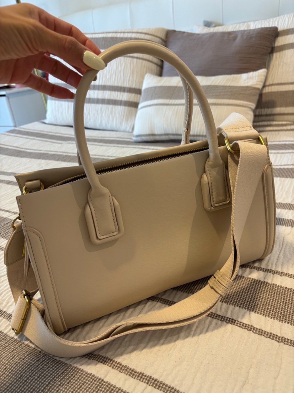 Madison West Beige Satchel